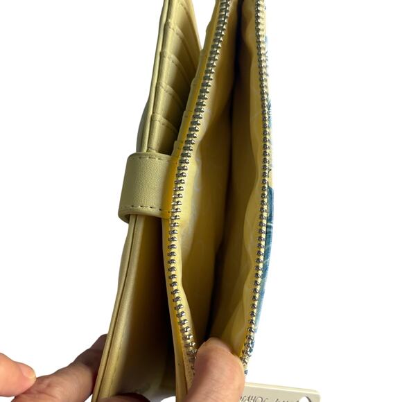 Betsey Johnson Yellow & Blue Floral Wallet EUC Minor Logo Scratch - Picture 8 of 11